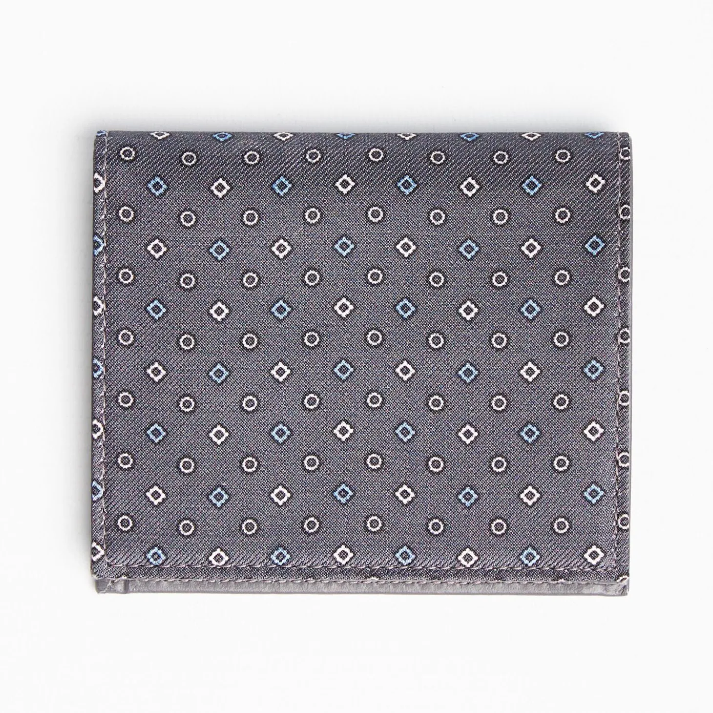 Dark Grey Small Wallet In Silk And Leather