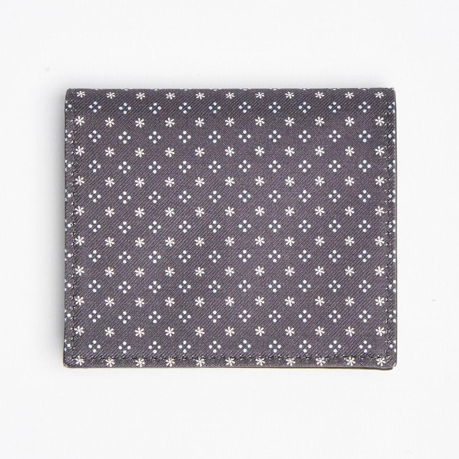 Dark Grey Small Wallet In Silk And Leather