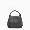Dark Grey Textured Leather Soft Mini Bag