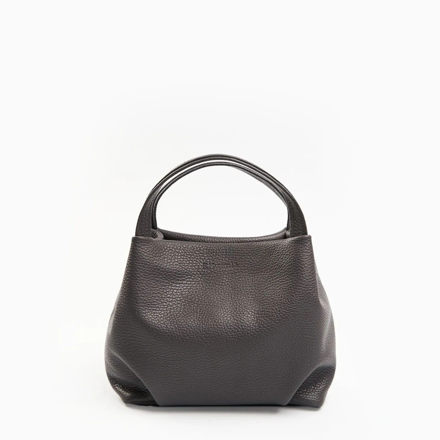 Dark Grey Textured Leather Soft Mini Bag