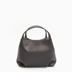Dark Grey Textured Leather Soft Mini Bag