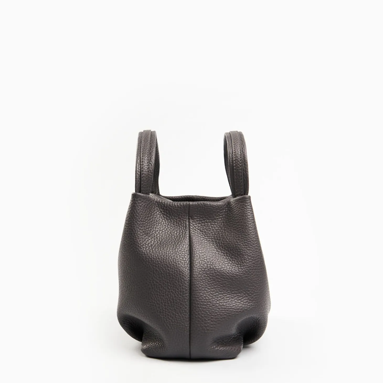 Dark Grey Textured Leather Soft Mini Bag