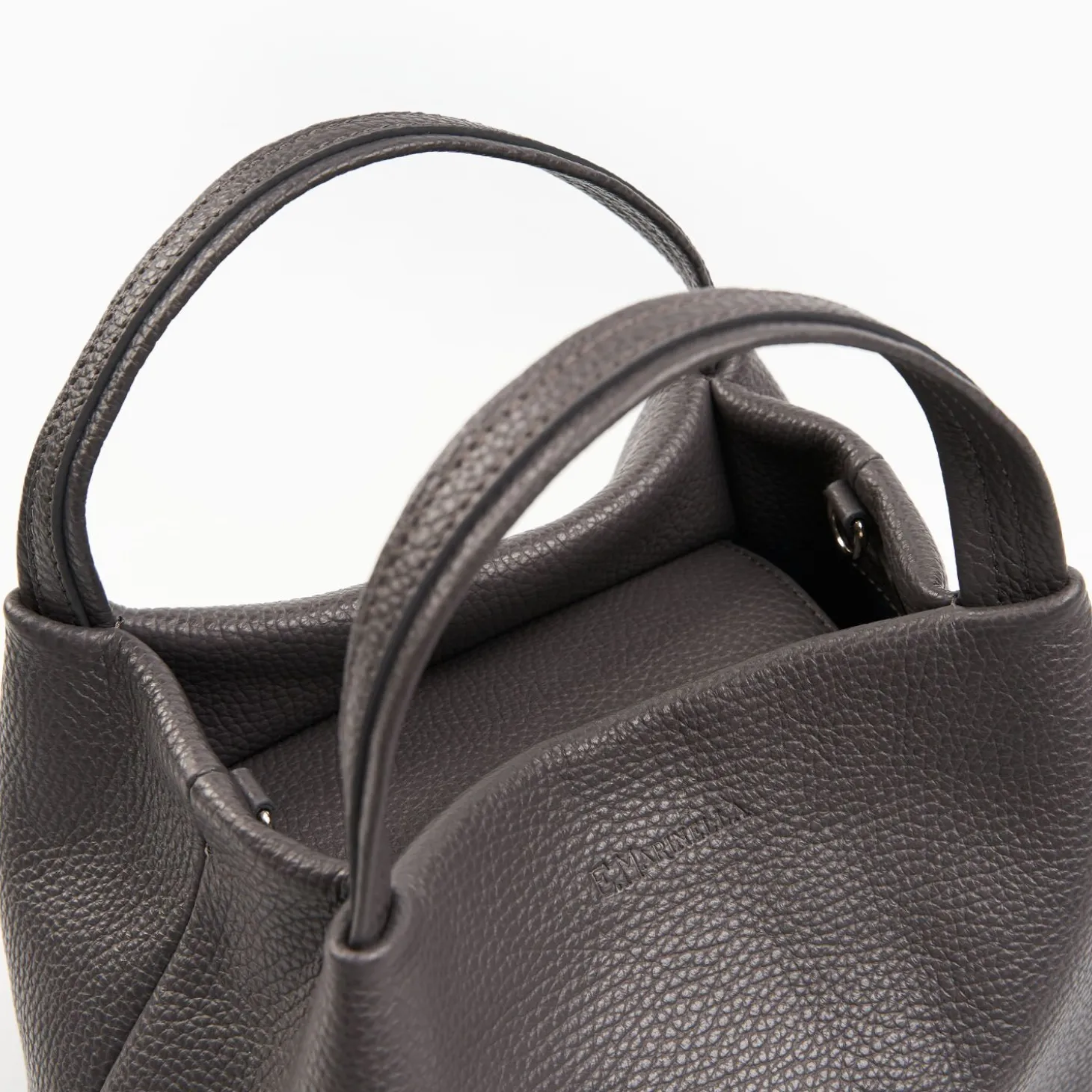 Dark Grey Textured Leather Soft Mini Bag