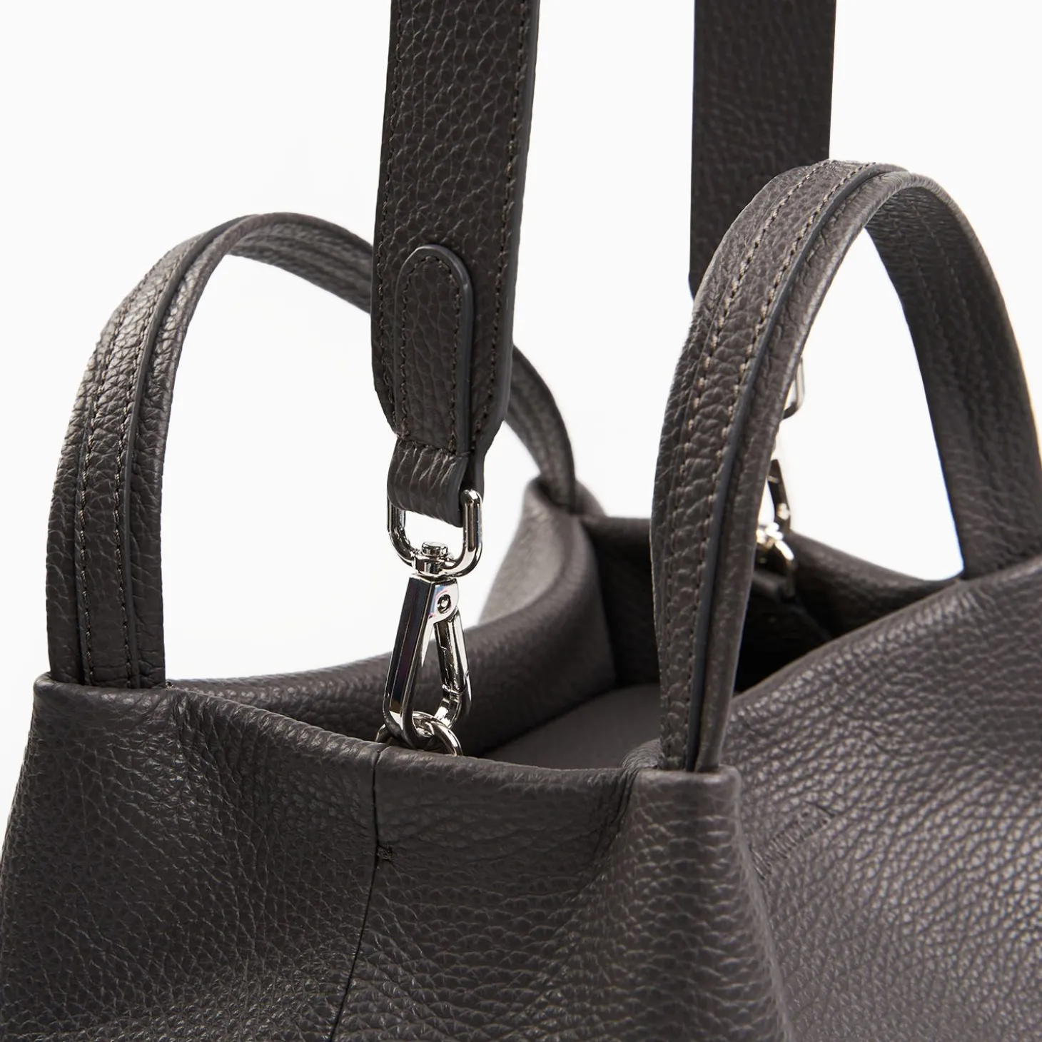 Dark Grey Textured Leather Soft Mini Bag