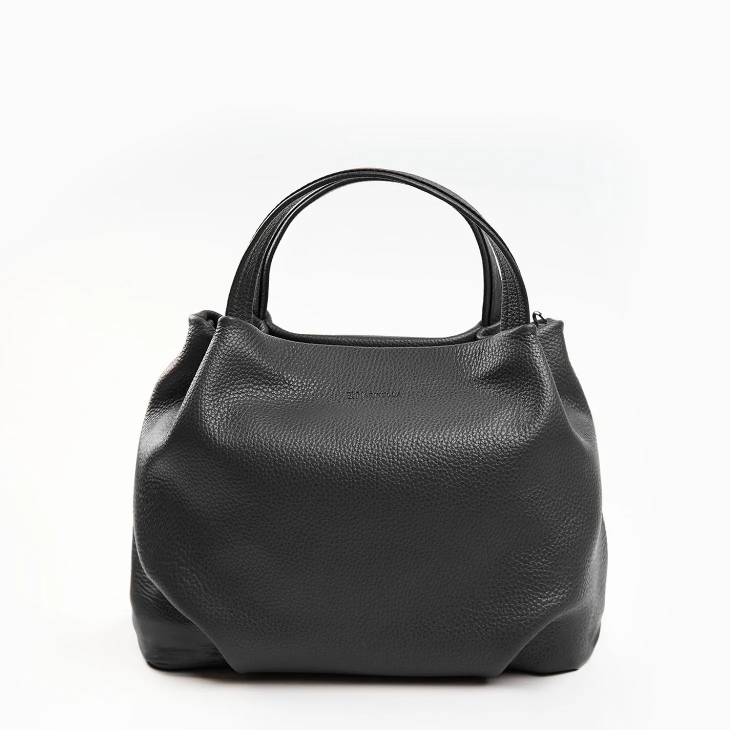 Dark Grey Textured Leather Soft Bag
