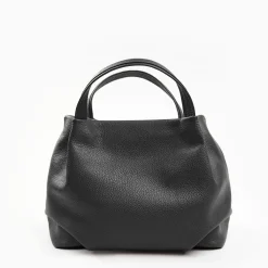 Dark Grey Textured Leather Soft Bag