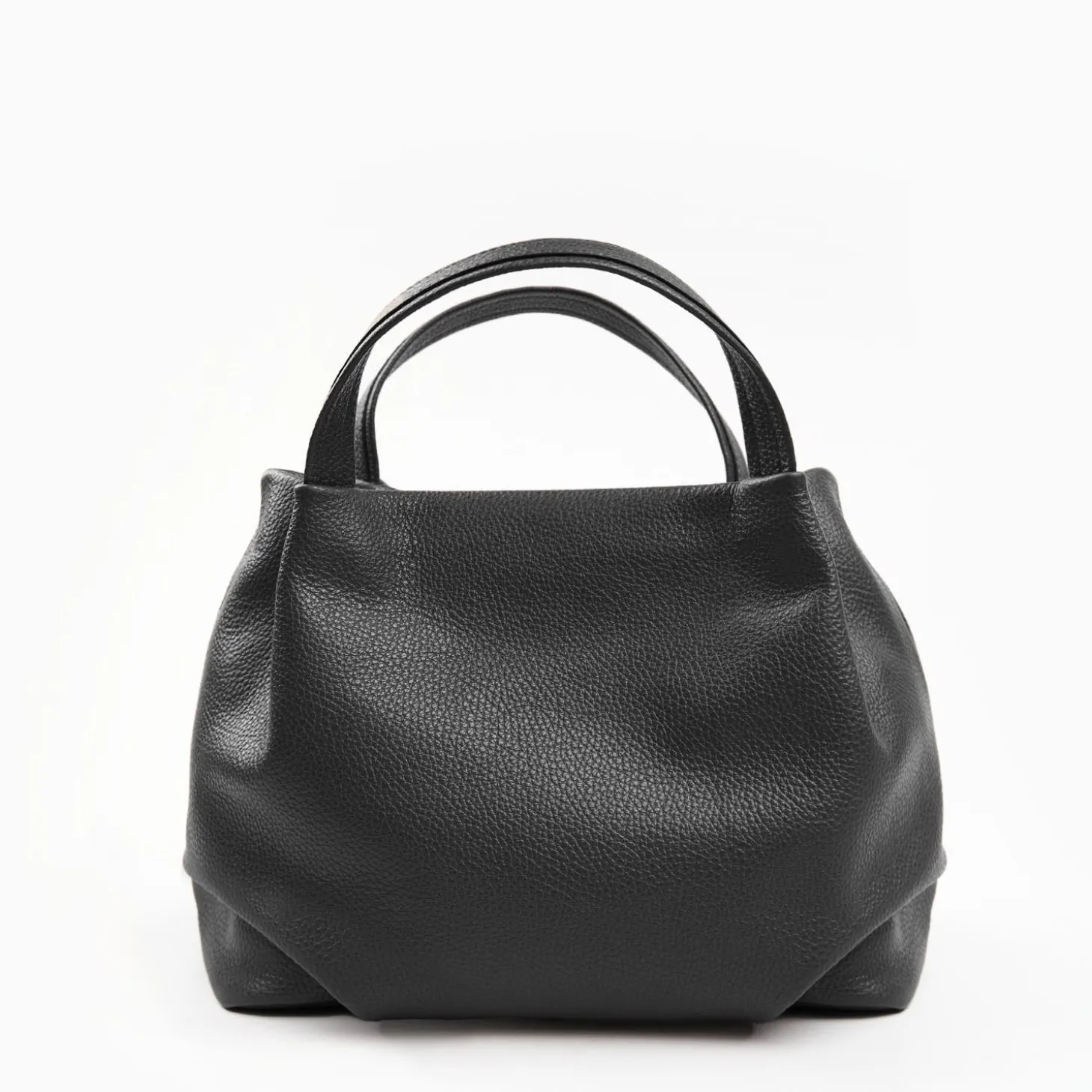 Dark Grey Textured Leather Soft Bag