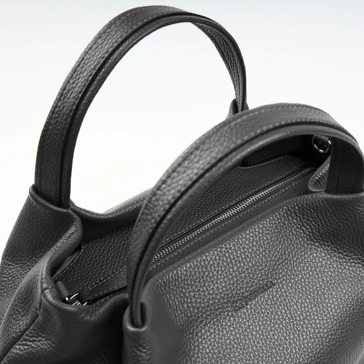 Dark Grey Textured Leather Soft Bag