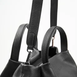 Dark Grey Textured Leather Soft Bag