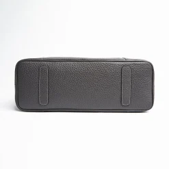 Dark Grey Textured Leather Tote Bag