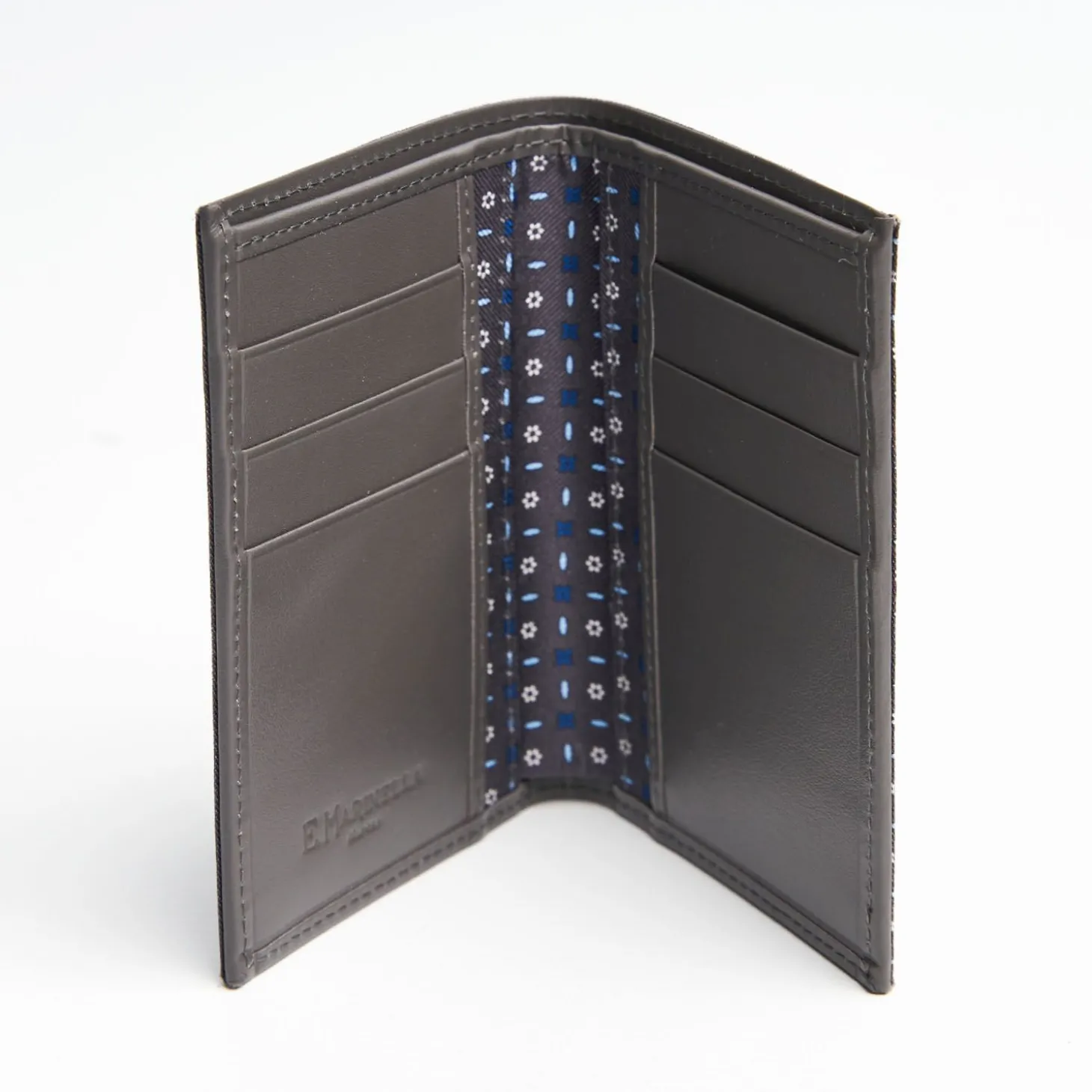Dark Grey Vertical Wallet In Silk And Leather