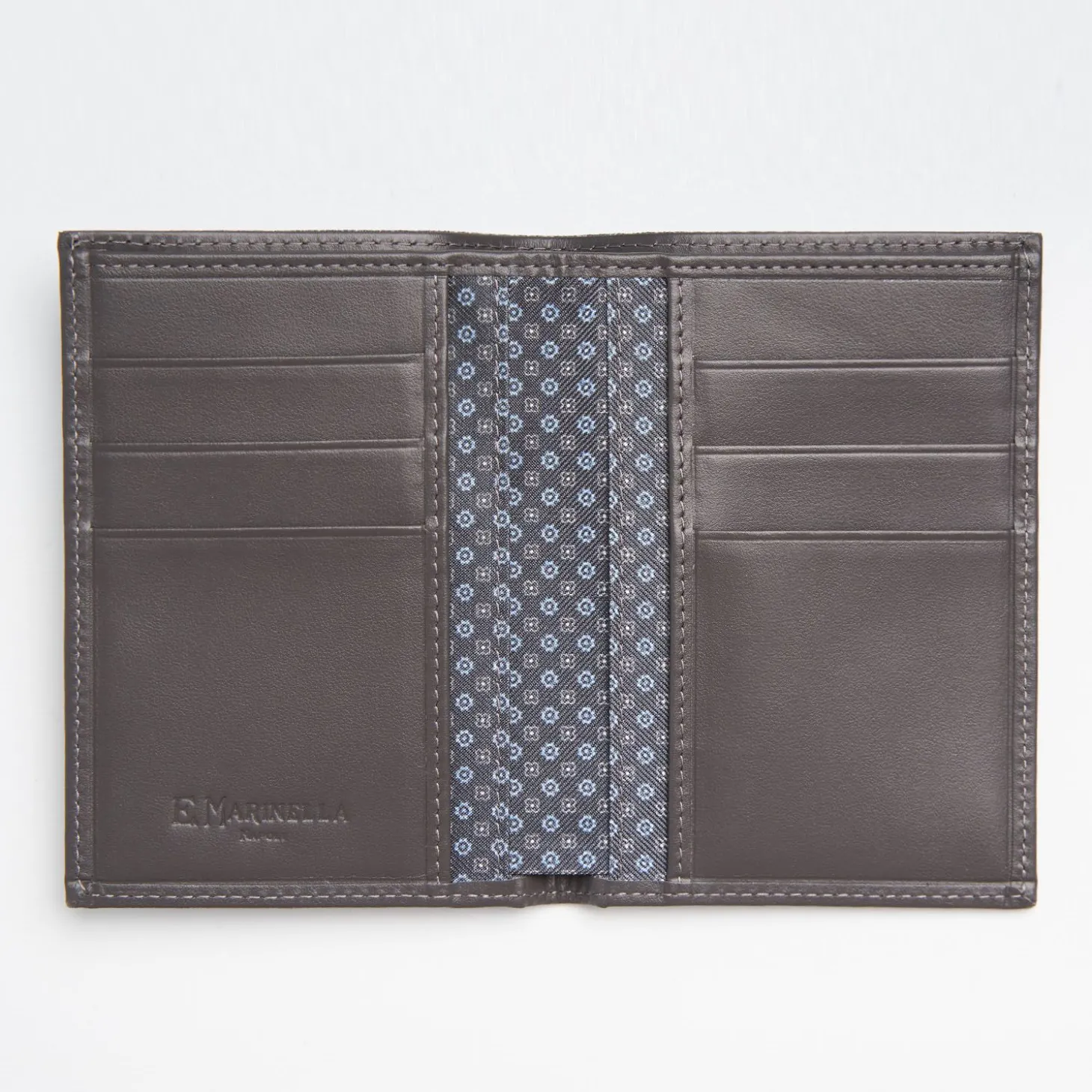 Dark Grey Vertical Wallet In Silk And Leather