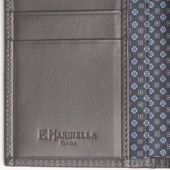 Dark Grey Vertical Wallet In Silk And Leather