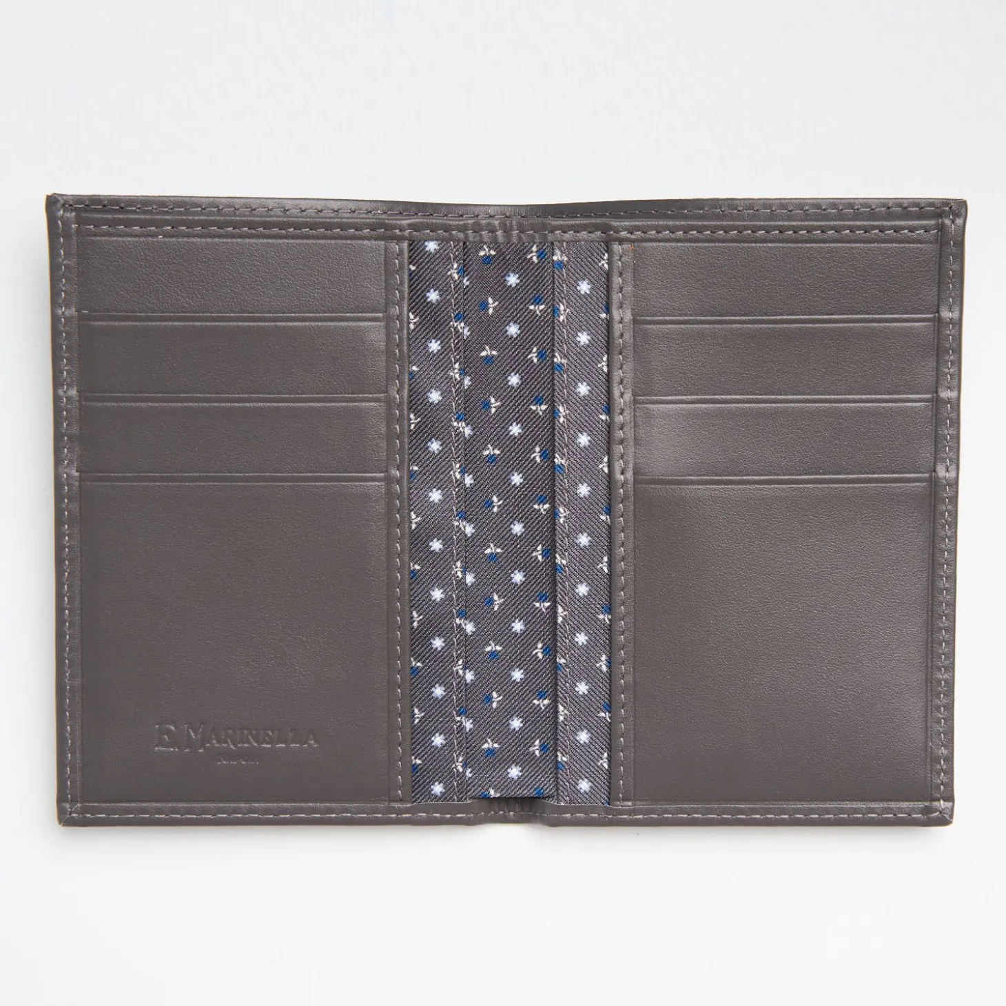 Dark Grey Vertical Wallet In Silk And Leather