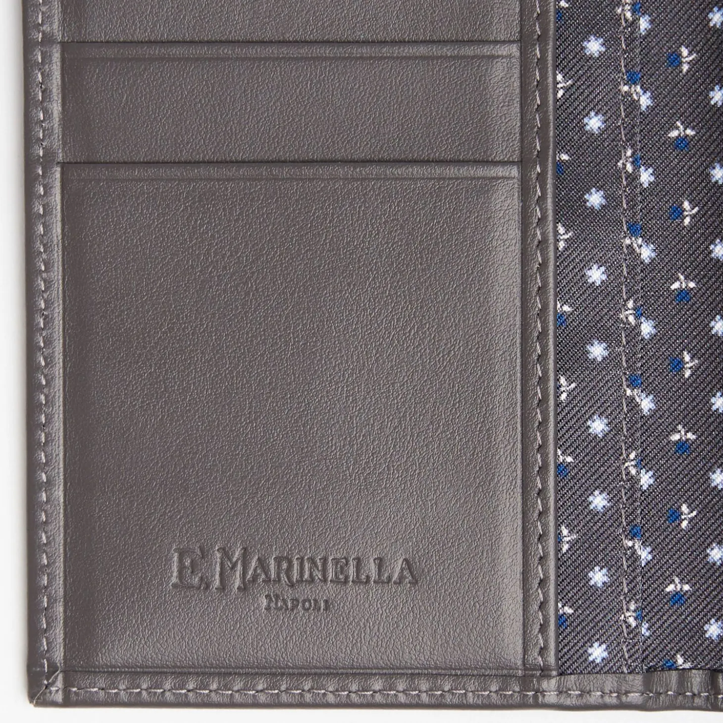 Dark Grey Vertical Wallet In Silk And Leather