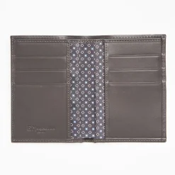 Dark Grey Vertical Wallet In Silk And Leather