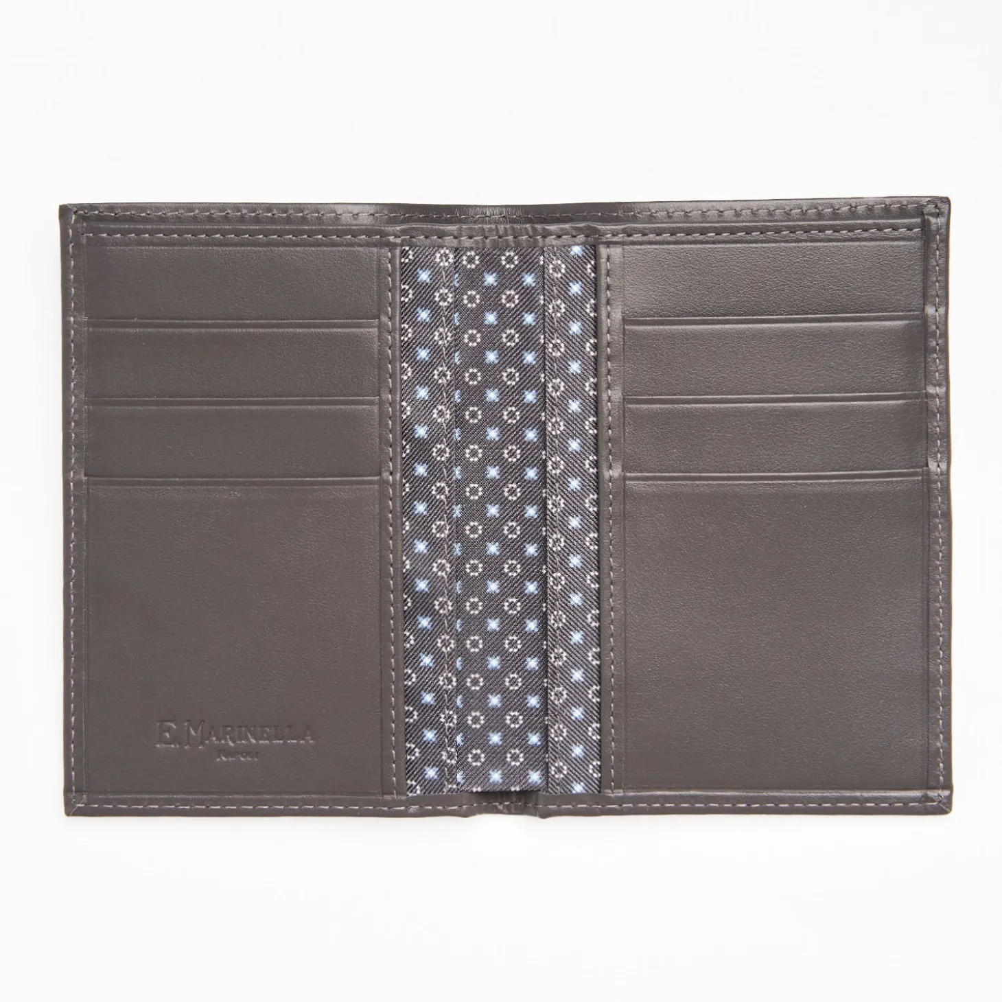 Dark Grey Vertical Wallet In Silk And Leather