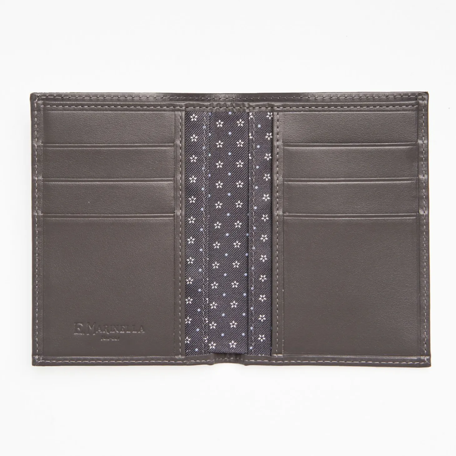 Dark Grey Vertical Wallet In Silk And Leather