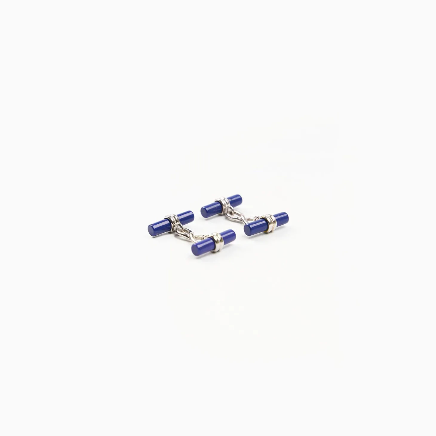 Double Bar Cufflinks With Lapis In Silver