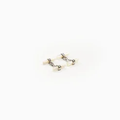 Double Bar Cufflinks With Mother Of Pearl In Silver