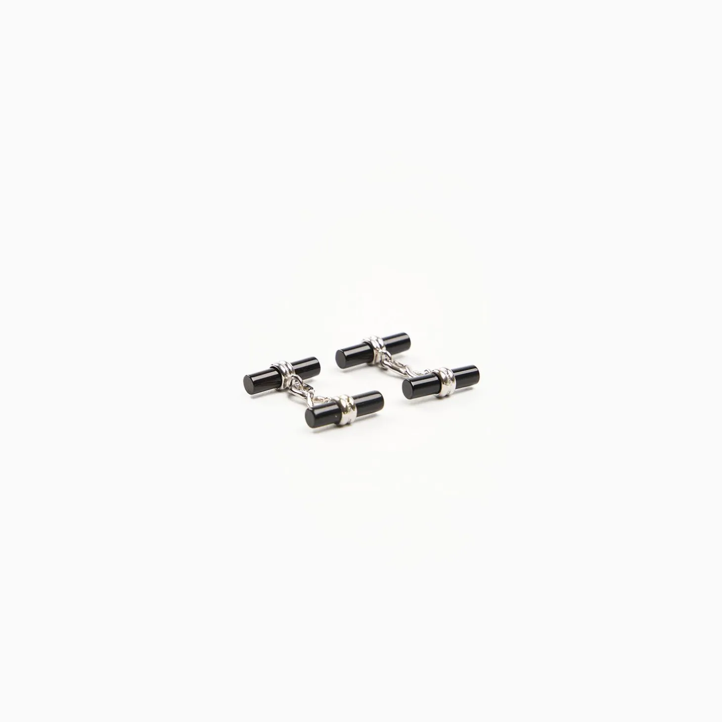 Double Bar Cufflinks With Onyx In Silver