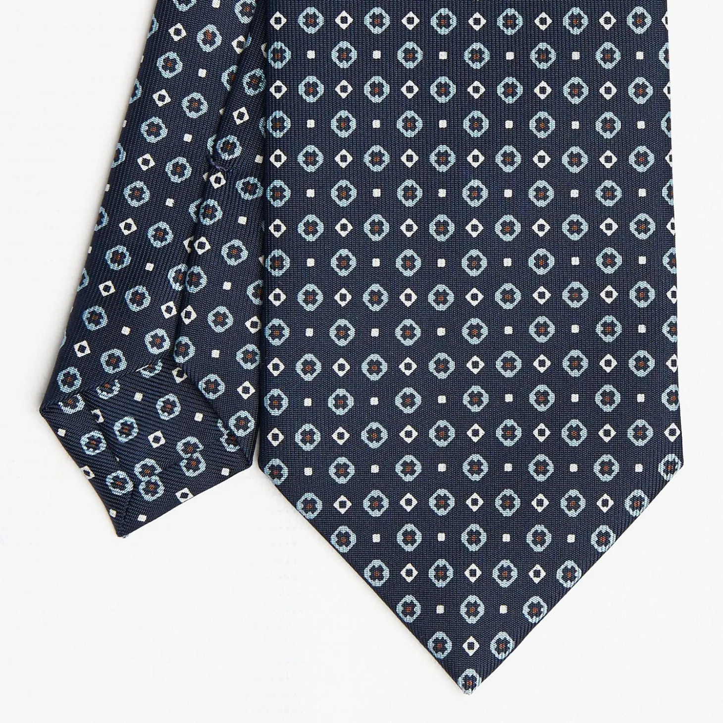 Drak Blue Sartorial Classic Silk Tie Small Flower Pattern