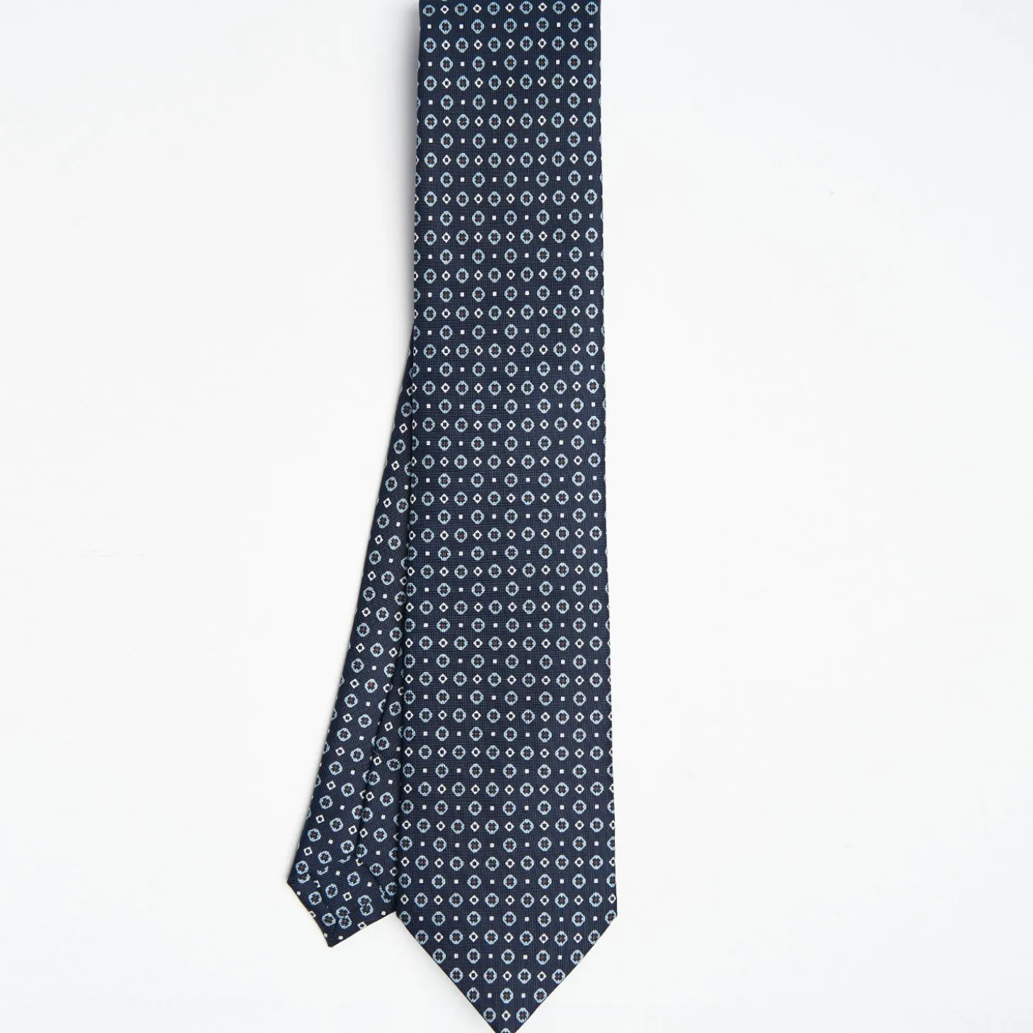 Drak Blue Sartorial Classic Silk Tie Small Flower Pattern