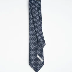 Drak Blue Sartorial Classic Silk Tie Small Flower Pattern