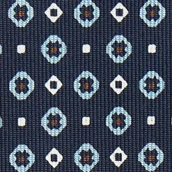 Drak Blue Sartorial Classic Silk Tie Small Flower Pattern