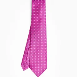 Fuchsia 7 Fold Sartorial Silk Tie - Small Flower Pattern