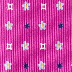 Fuchsia 7 Fold Sartorial Silk Tie - Small Flower Pattern