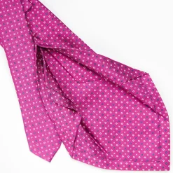Fuchsia 5 Fold Sartorial Silk Tie - Small Flower Pattern