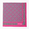 Fuchsia Hand-Printed Silk Pocket Square Large Flower Pattern