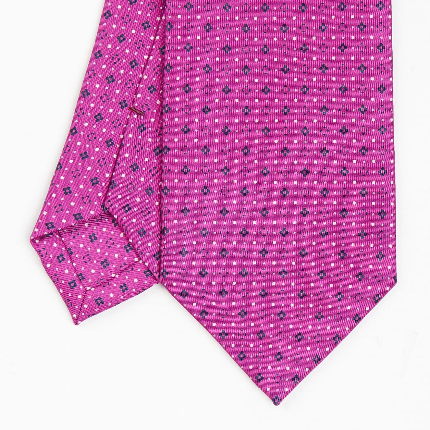 Fuchsia Sartorial Classic Silk Tie - Small Flower Pattern