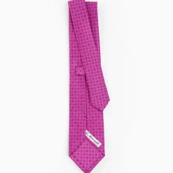 Fuchsia Sartorial Classic Silk Tie - Small Flower Pattern