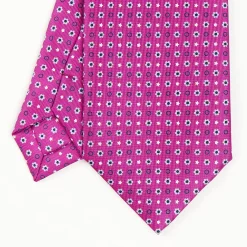 Fuchsia Sartorial Classic Silk Tie - Small Flower Pattern