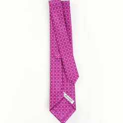 Fuchsia Sartorial Classic Silk Tie - Small Flower Pattern