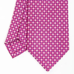 Fuchsia Sartorial Classic Silk Tie - Small Flower Pattern