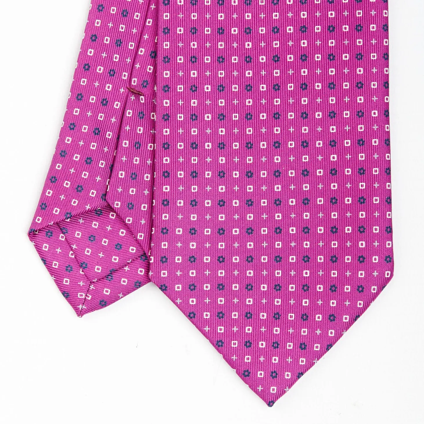Fuchsia Sartorial Classic Silk Tie - Small Flower Pattern