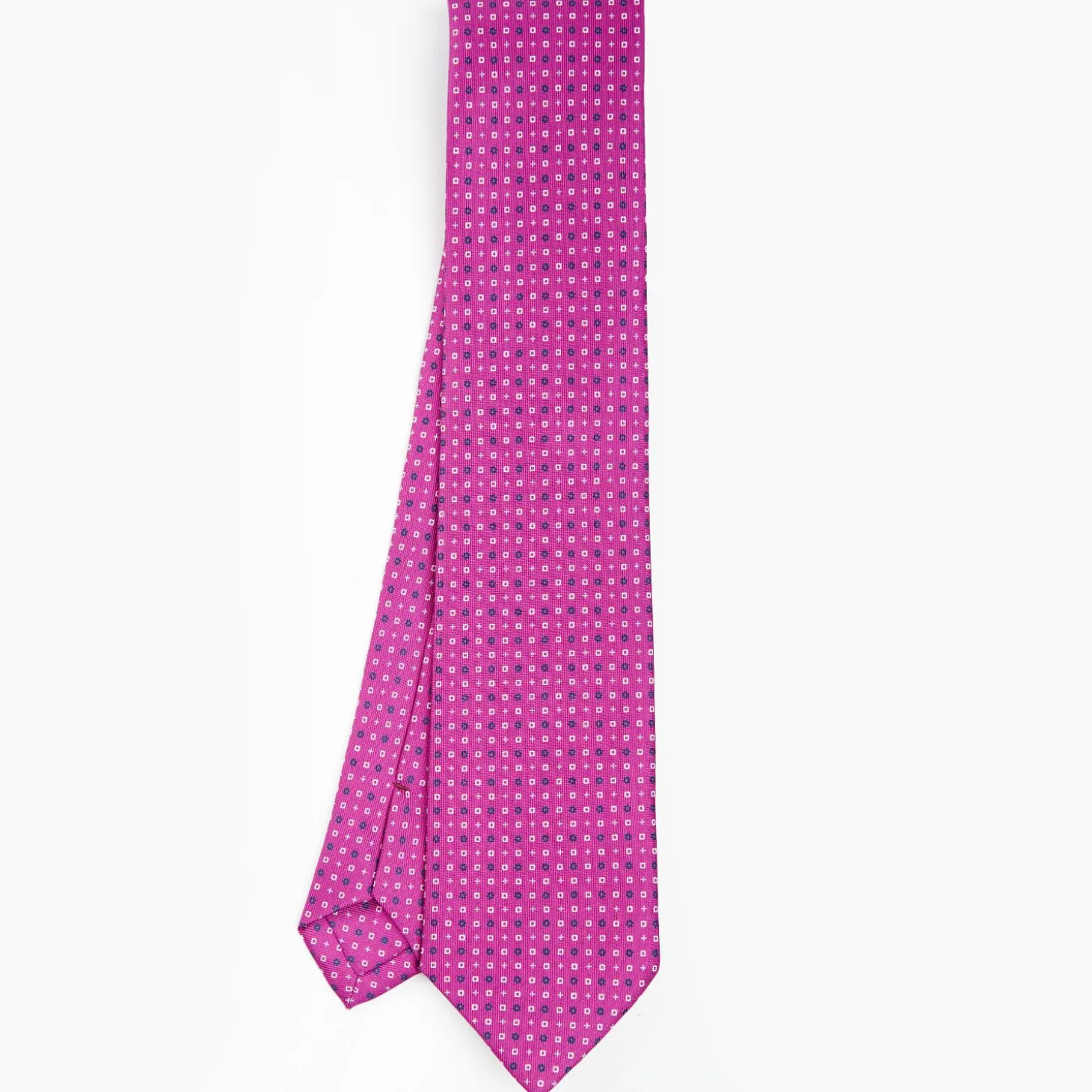 Fuchsia Sartorial Classic Silk Tie - Small Flower Pattern