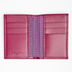 Fuchsia Vertical Wallet In Silk And Leather