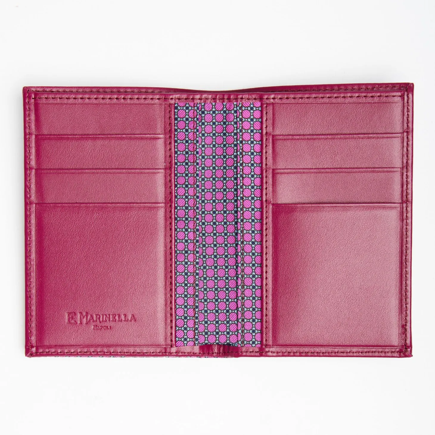 Fuchsia Vertical Wallet In Silk And Leather