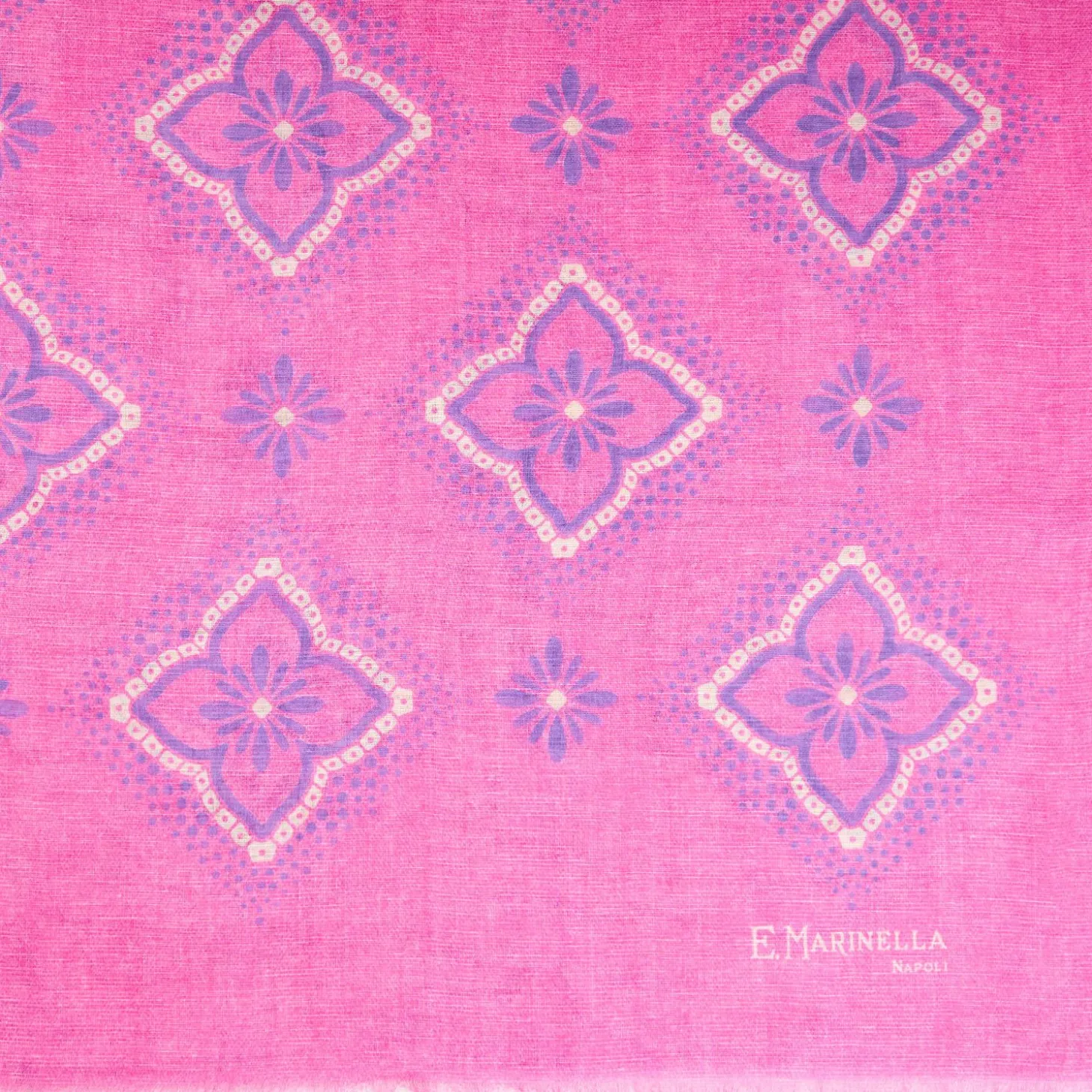 Fucsia Cotton And Linen Scarf - Blue Macro Flowers