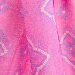 Fucsia Cotton And Linen Scarf - Blue Macro Flowers