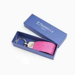 Fucsia Keyfob In Silk And Leather
