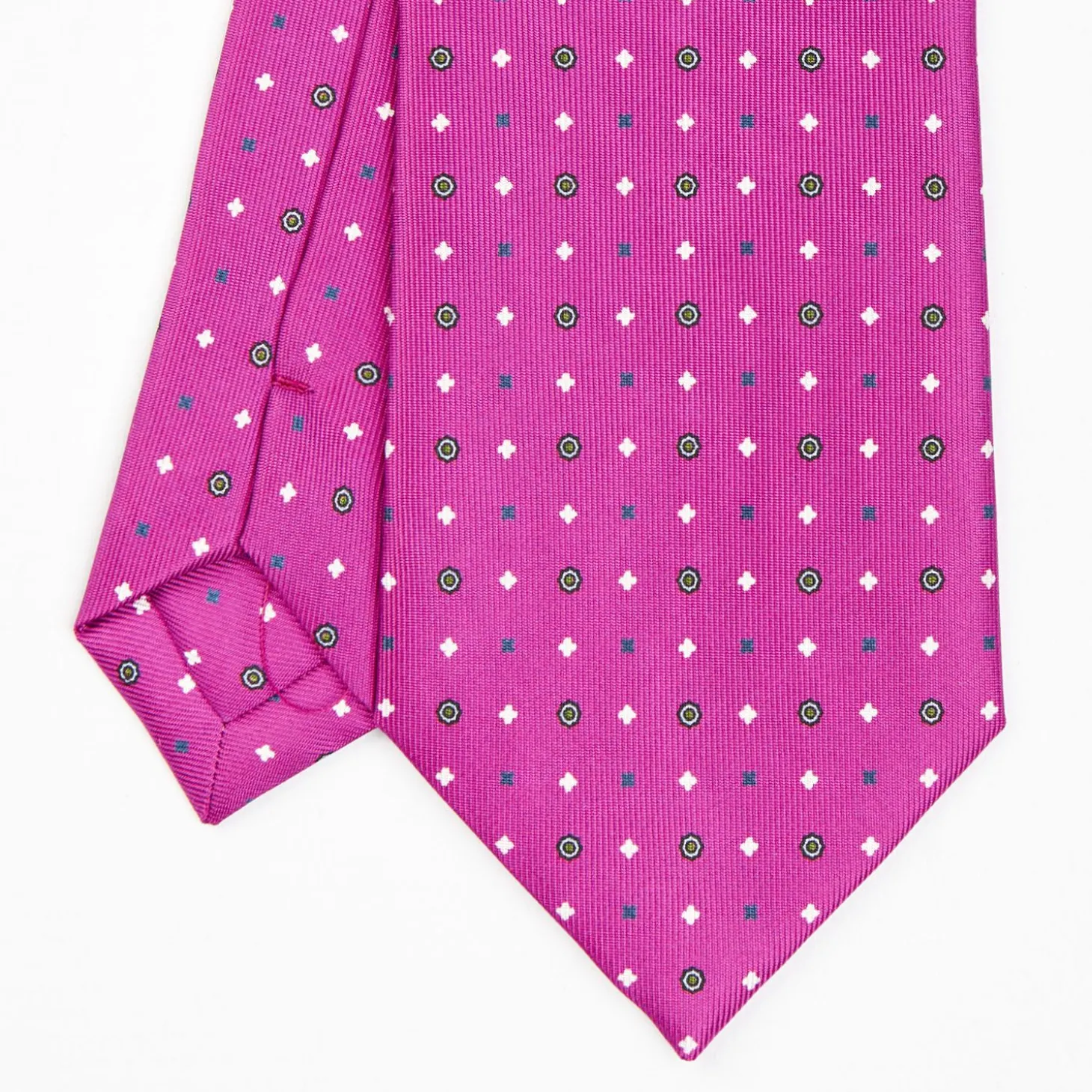 Fucsia Sartorial Classic Silk Tie - Small Flower Designs