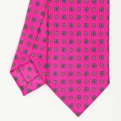 Fucsia Sartorial 7 Cm Silk Tie - Small Flower Pattern