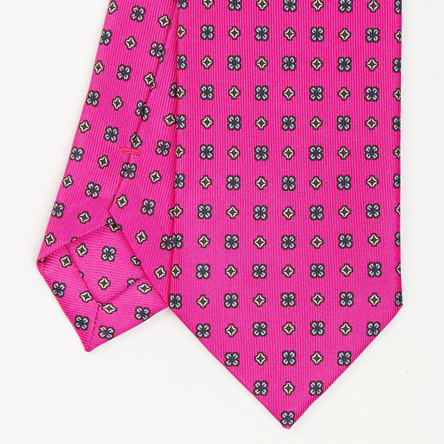 Fucsia Sartorial 7 Cm Silk Tie - Small Flower Pattern