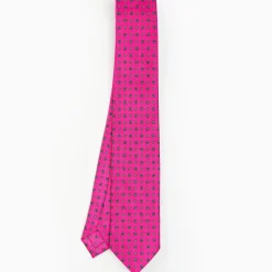 Fucsia Sartorial 7 Cm Silk Tie - Small Flower Pattern