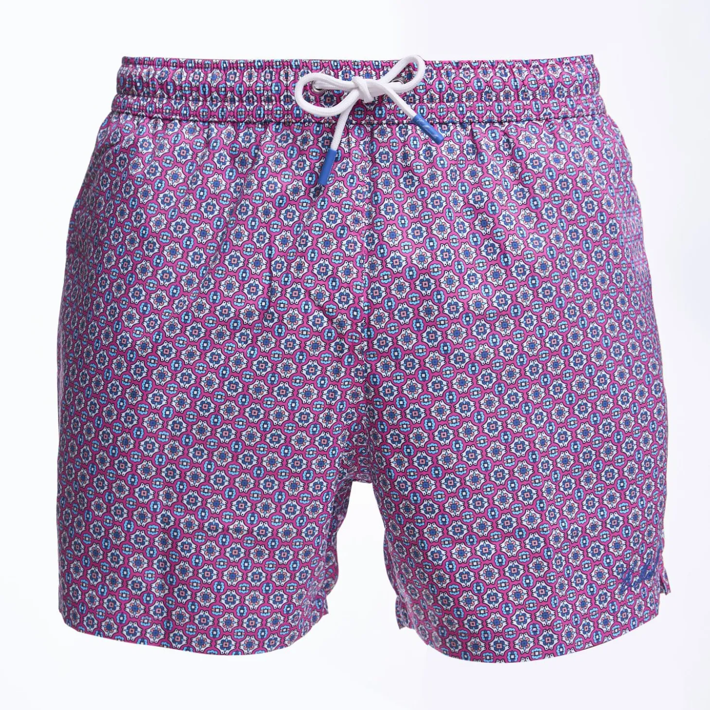 Fucsia Swim Short- Large Flower Pattern